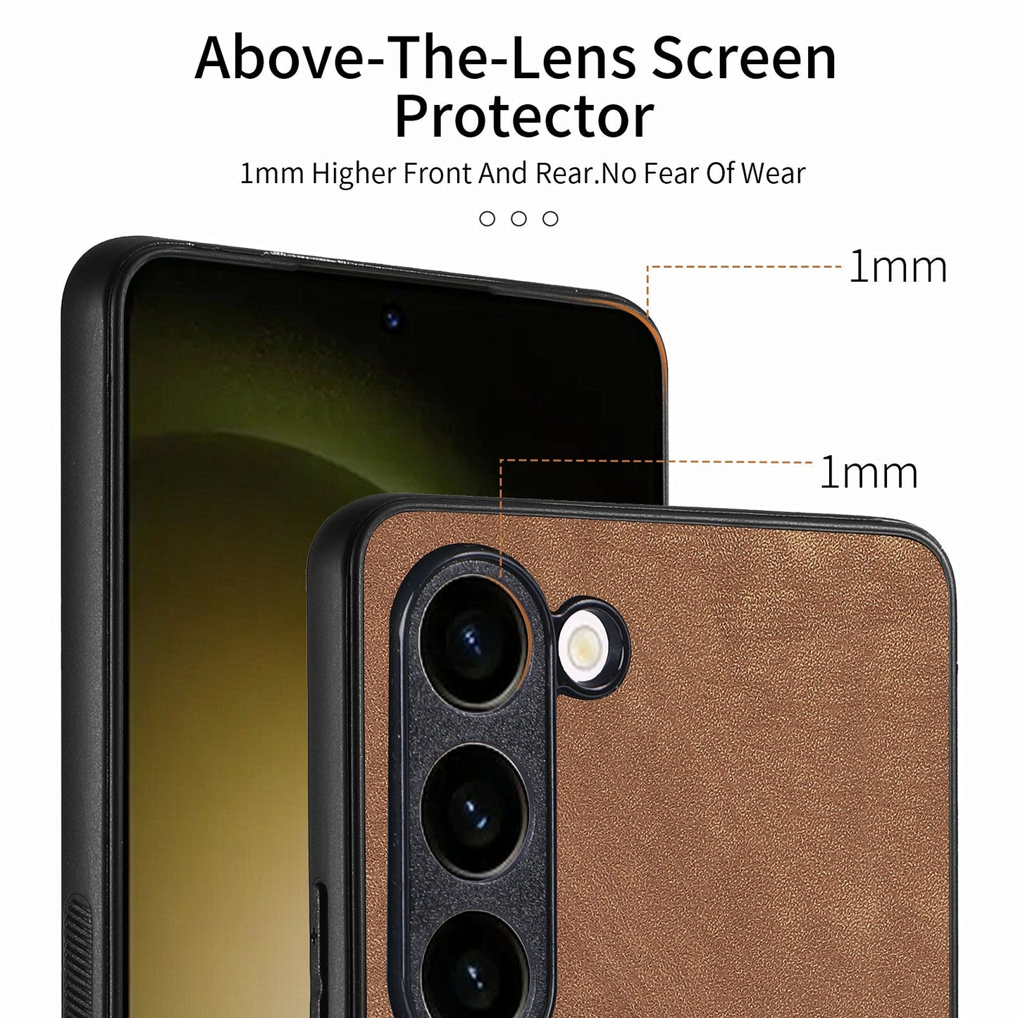For Samsung Galaxy S23 Case Shockproof Slim Retro Leather Phone Back Cover - Brown