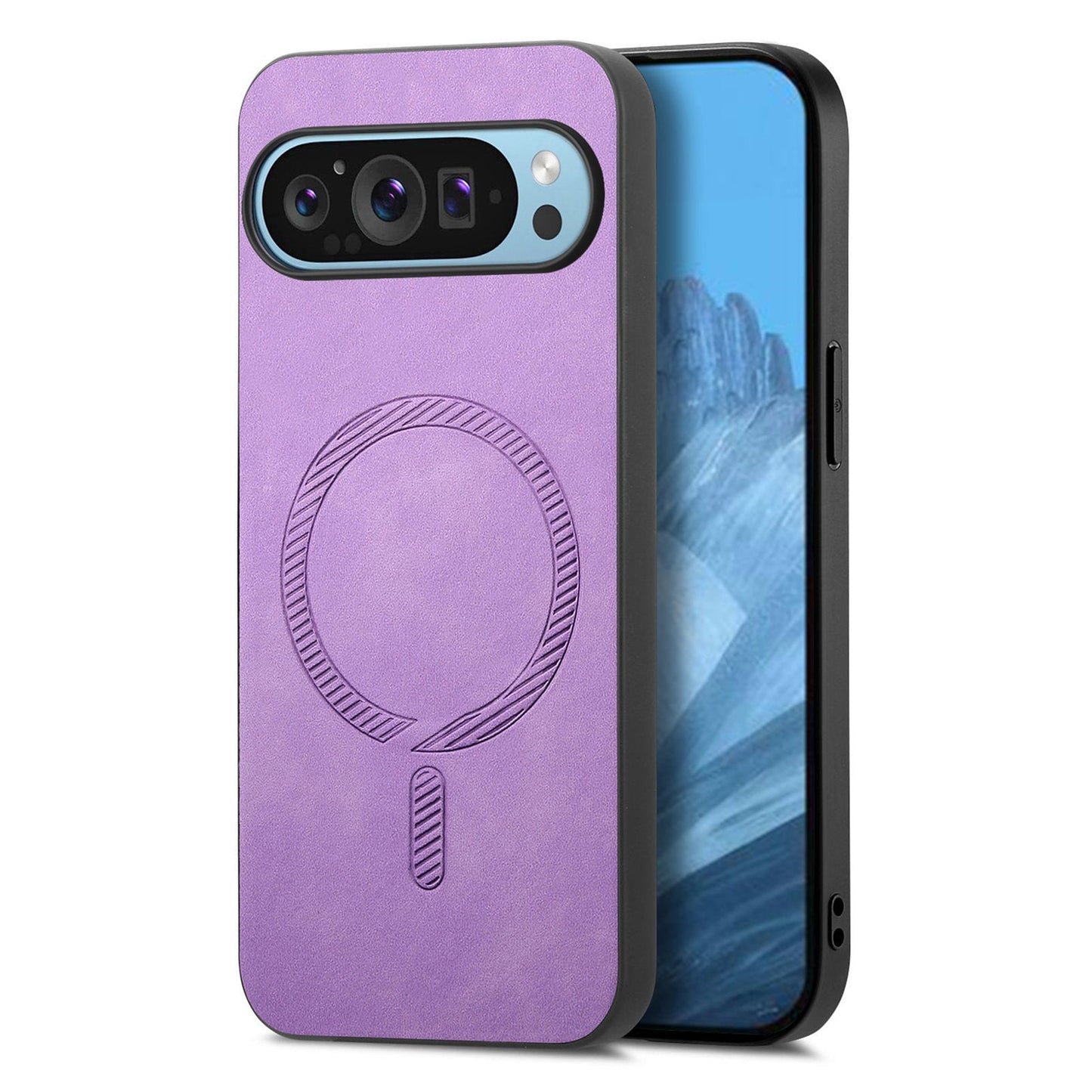 For Google Pixel 9 Pro / Google Pixel 9 Leather Back Case Compatible with MagSafe Skin-touch Phone Cover - Purple