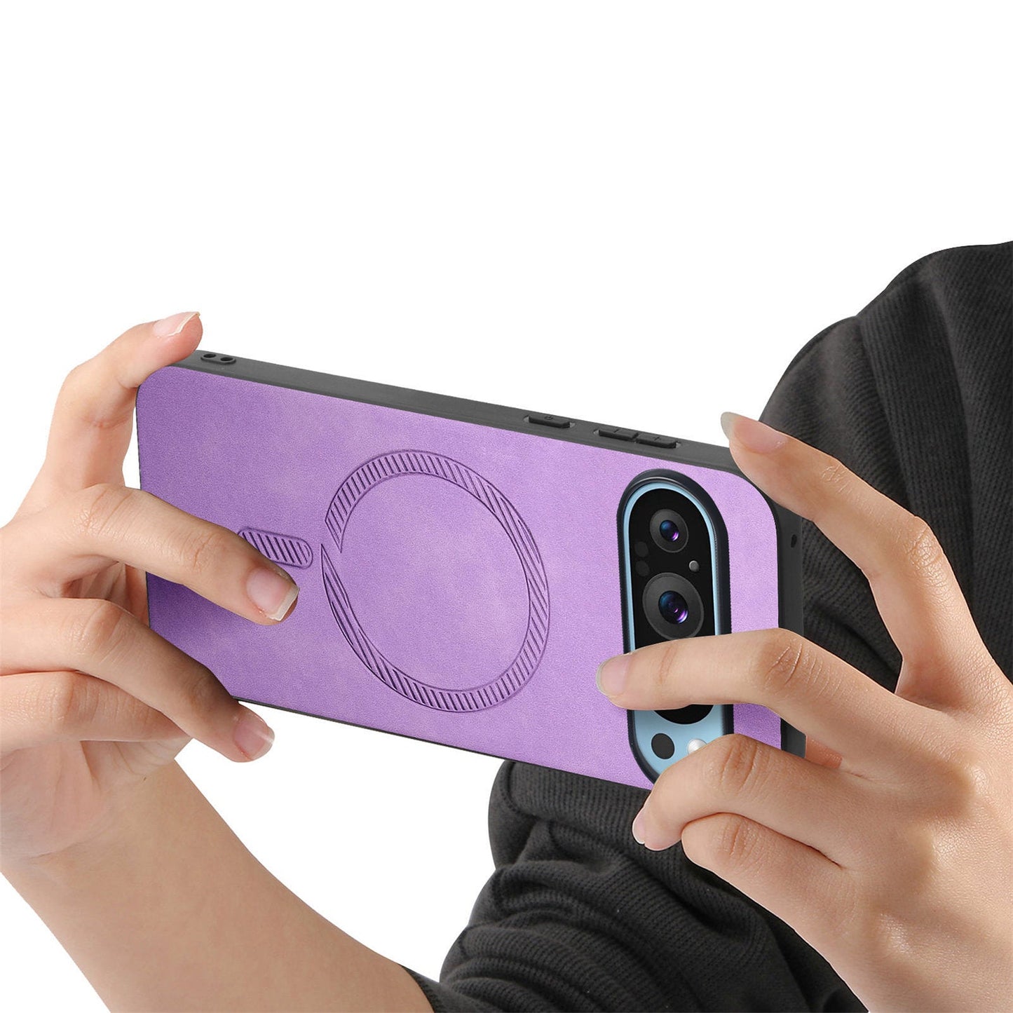 For Google Pixel 9 Pro / Google Pixel 9 Leather Back Case Compatible with MagSafe Skin-touch Phone Cover - Purple