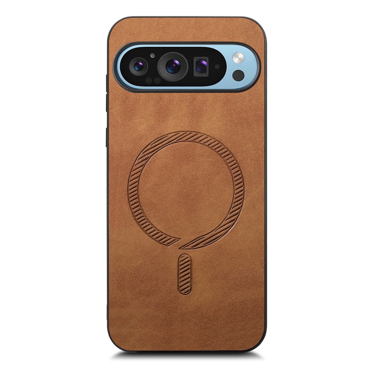 For Google Pixel 9 Pro / Google Pixel 9 Leather Back Case Compatible with MagSafe Skin-touch Phone Cover - Brown