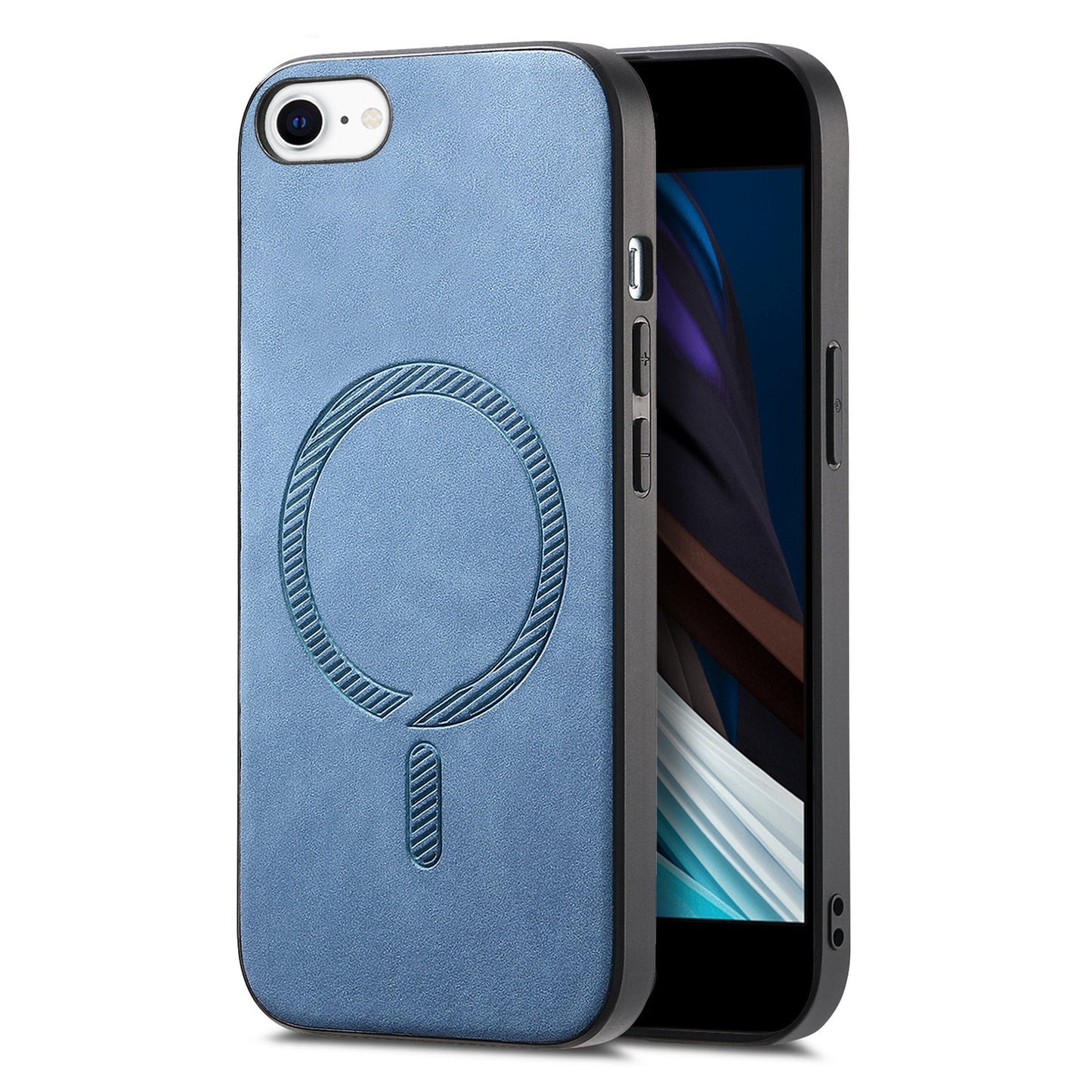 For iPhone SE (2025) Leather Back Case Compatible with MagSafe Skin-Touch Phone Cover - Blue