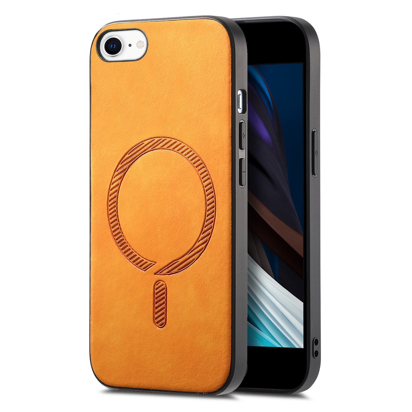 For iPhone SE (2025) Leather Back Case Compatible with MagSafe Skin-Touch Phone Cover - Yellow