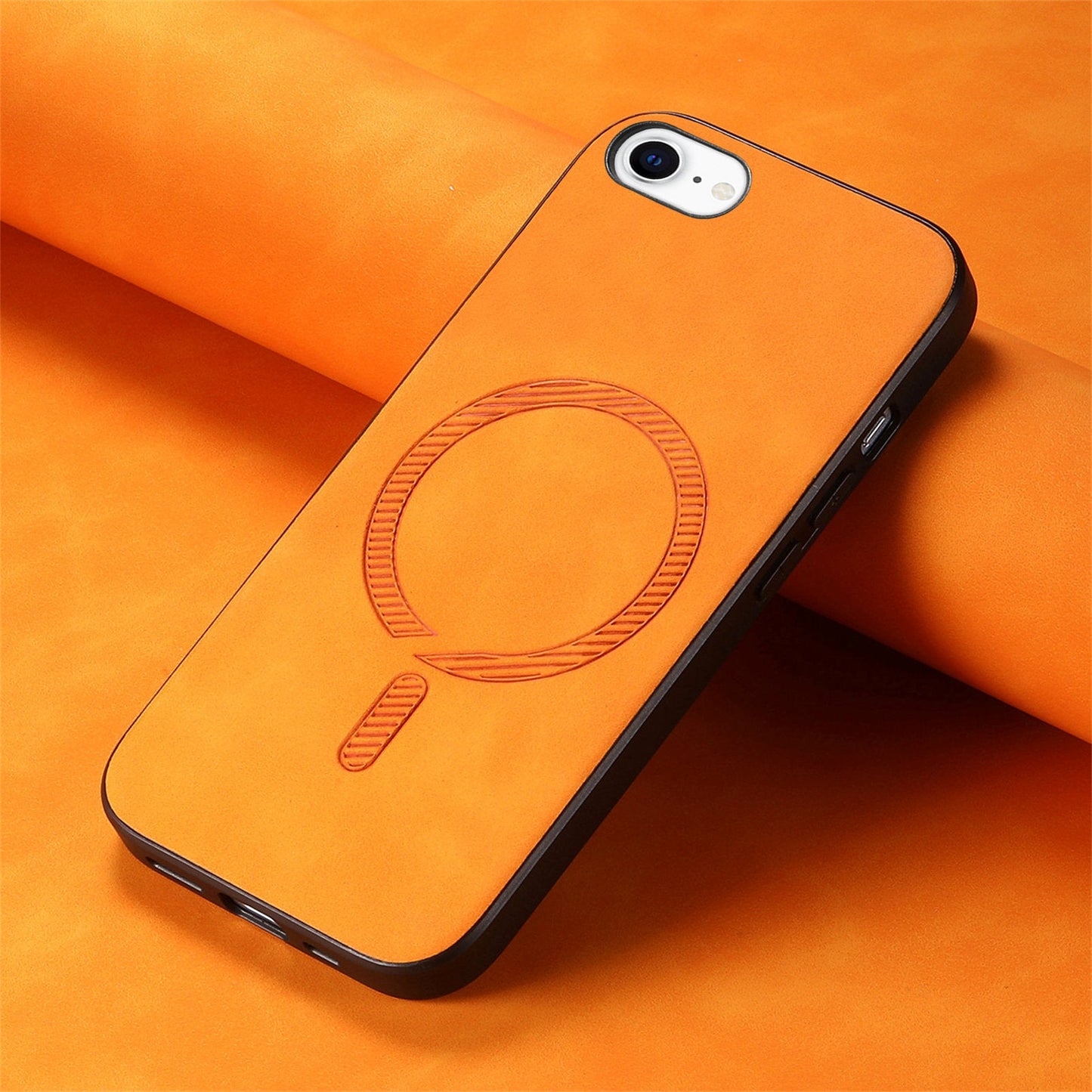 For iPhone SE (2025) Leather Back Case Compatible with MagSafe Skin-Touch Phone Cover - Yellow