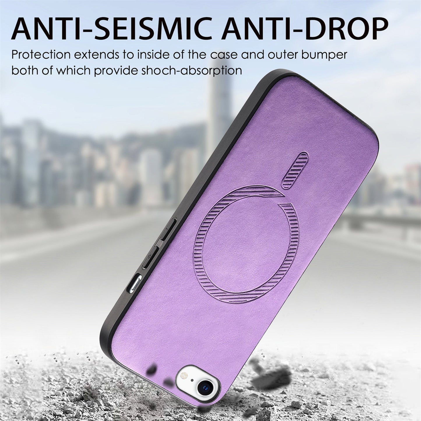 For iPhone SE (2025) Leather Back Case Compatible with MagSafe Skin-Touch Phone Cover - Purple