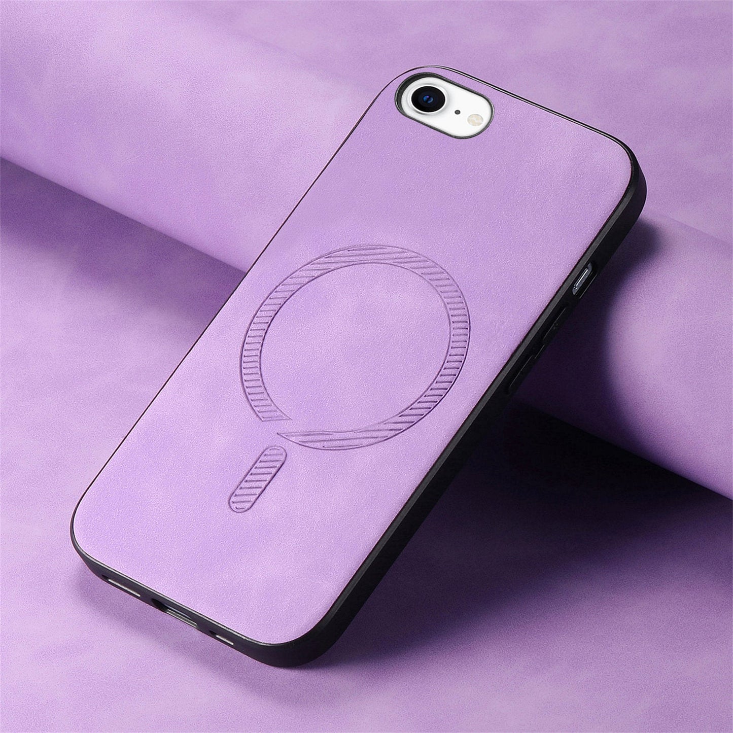 For iPhone SE (2025) Leather Back Case Compatible with MagSafe Skin-Touch Phone Cover - Purple
