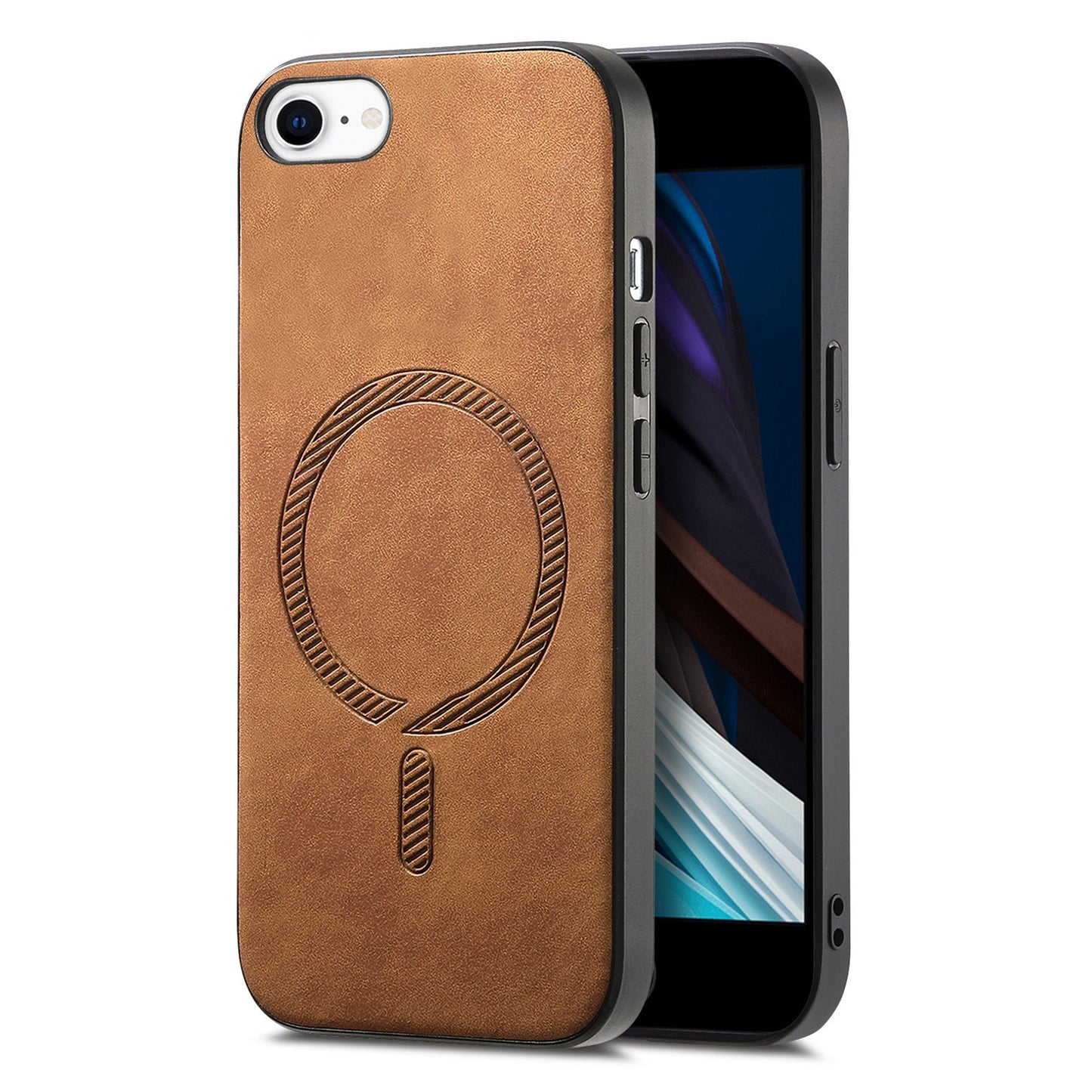 For iPhone 16e Leather Back Case Compatible with MagSafe Skin-Touch Phone Cover - Brown