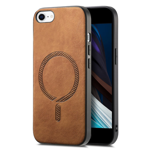 For iPhone 16e Leather Back Case Compatible with MagSafe Skin-Touch Phone Cover - Brown