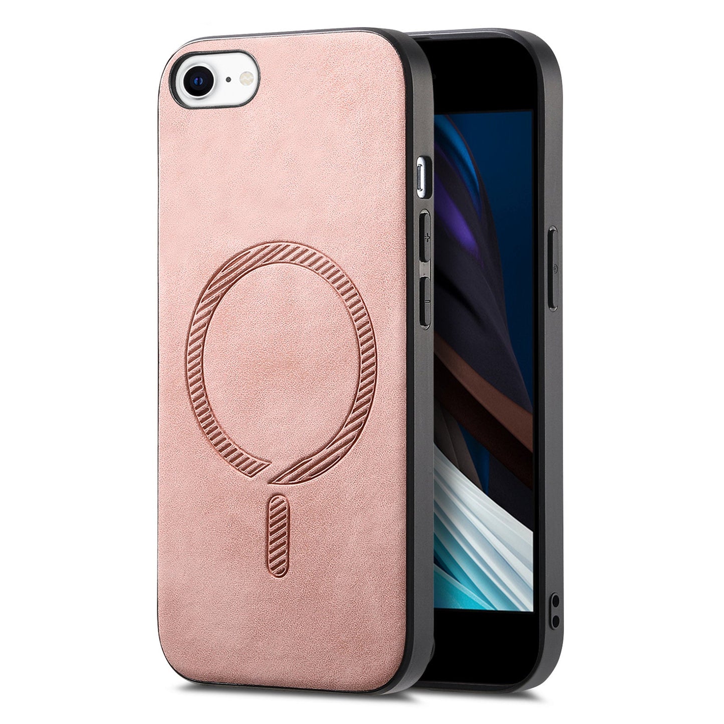 For iPhone SE (2025) Leather Back Case Compatible with MagSafe Skin-Touch Phone Cover - Pink