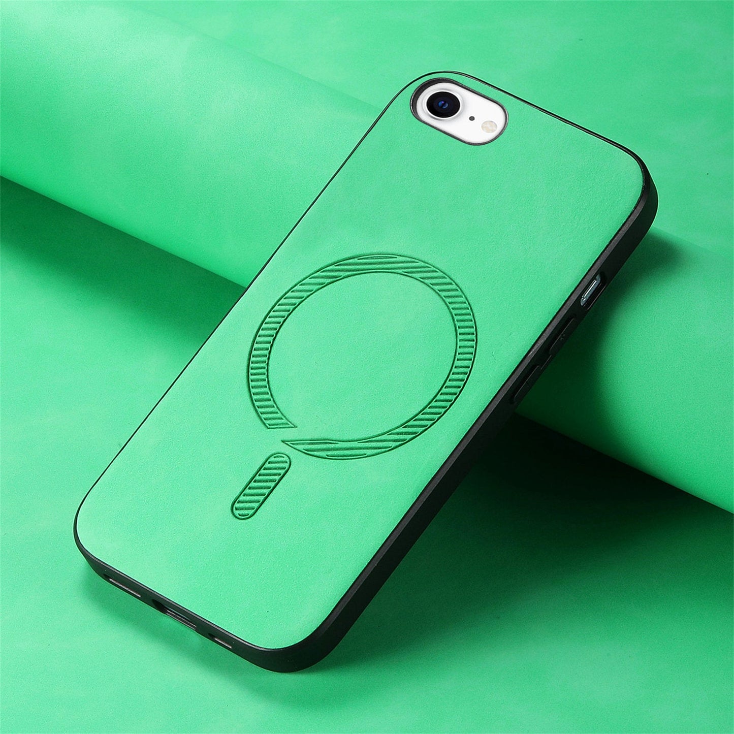 For iPhone SE (2025) Leather Back Case Compatible with MagSafe Skin-Touch Phone Cover - Green