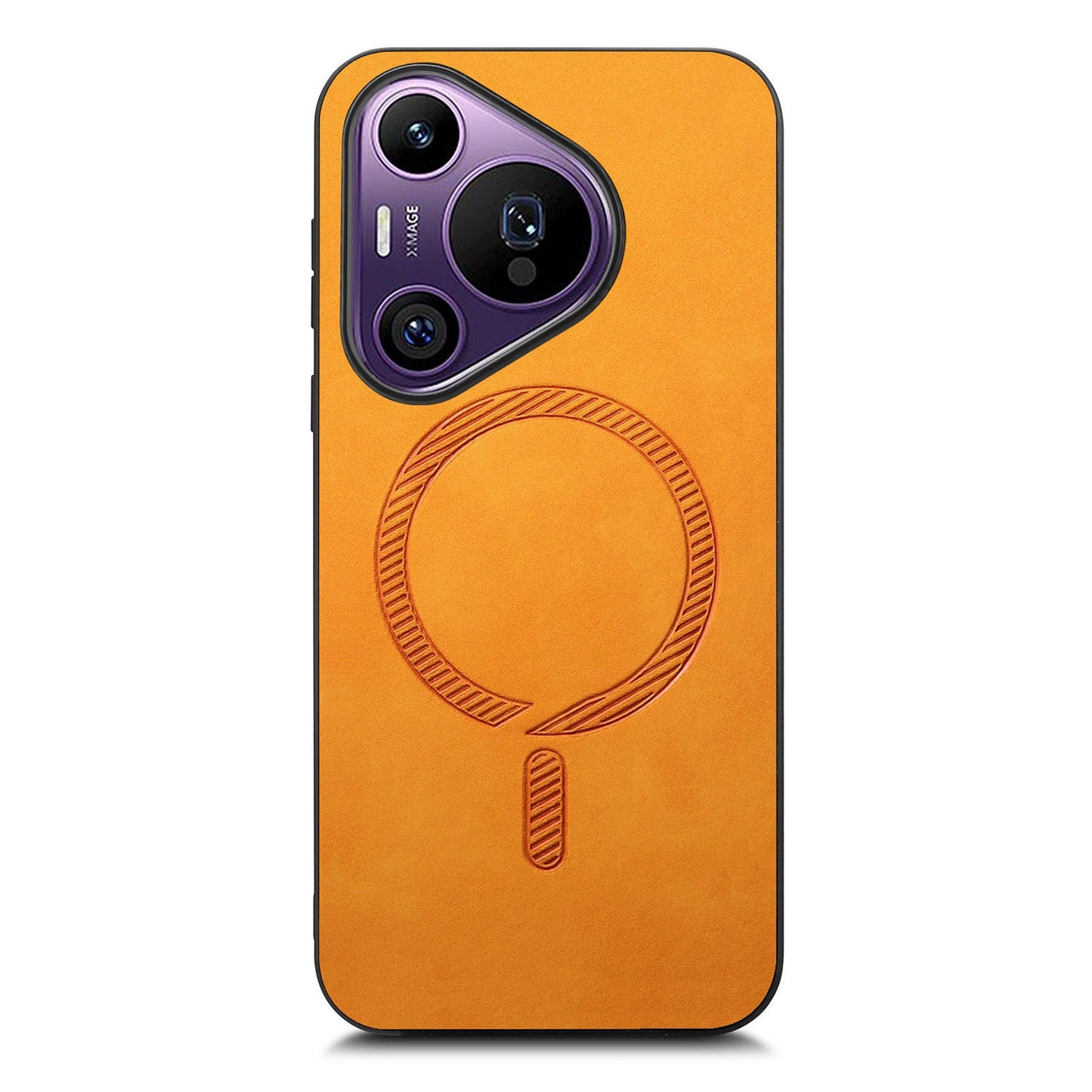 For Huawei Pura 70 Pro Leather Back Case Compatible with MagSafe Skin-touch Phone Cover - Yellow