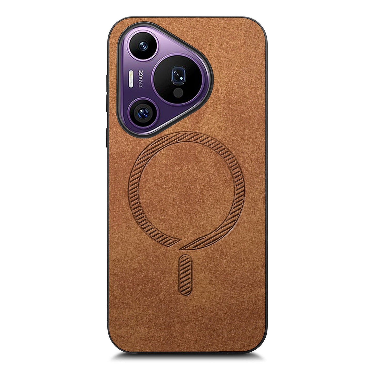 For Huawei Pura 70 Pro Leather Back Case Compatible with MagSafe Skin-touch Phone Cover - Brown