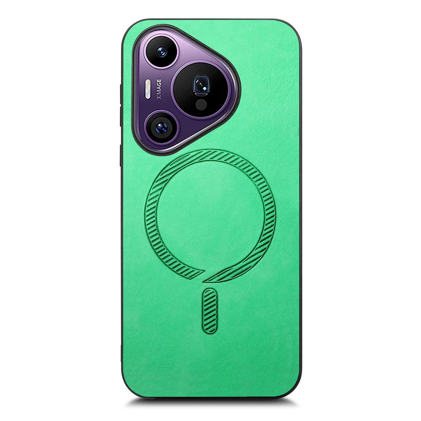 For Huawei Pura 70 Pro Leather Back Case Compatible with MagSafe Skin-touch Phone Cover - Green