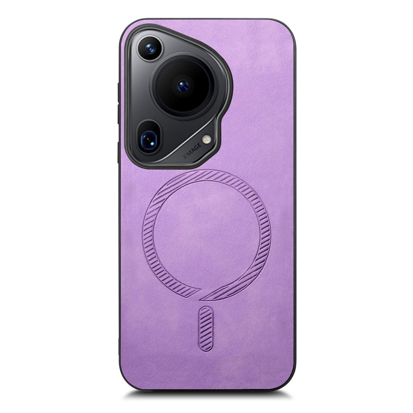 For Huawei Pura 70 Ultra Leather Back Case Compatible with MagSafe Skin-touch Phone Cover - Purple