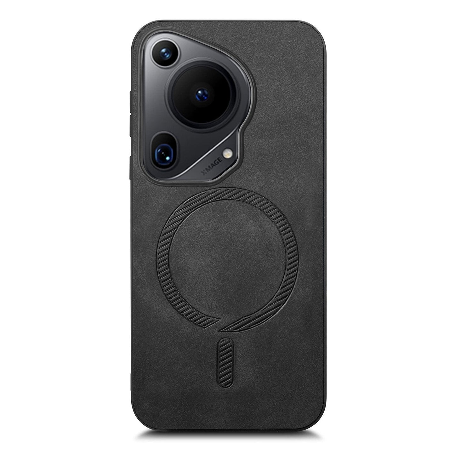 For Huawei Pura 70 Ultra Leather Back Case Compatible with MagSafe Skin-touch Phone Cover - Black