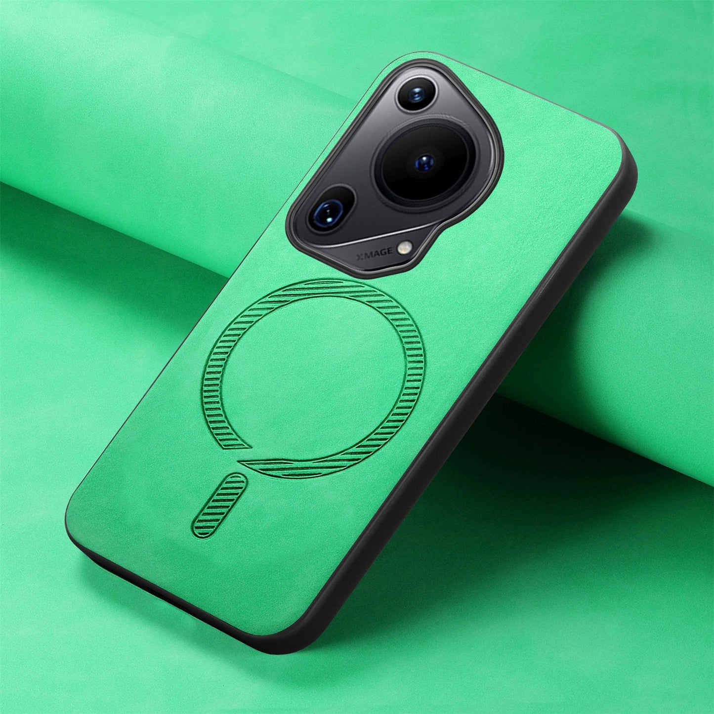 For Huawei Pura 70 Ultra Leather Back Case Compatible with MagSafe Skin-touch Phone Cover - Green