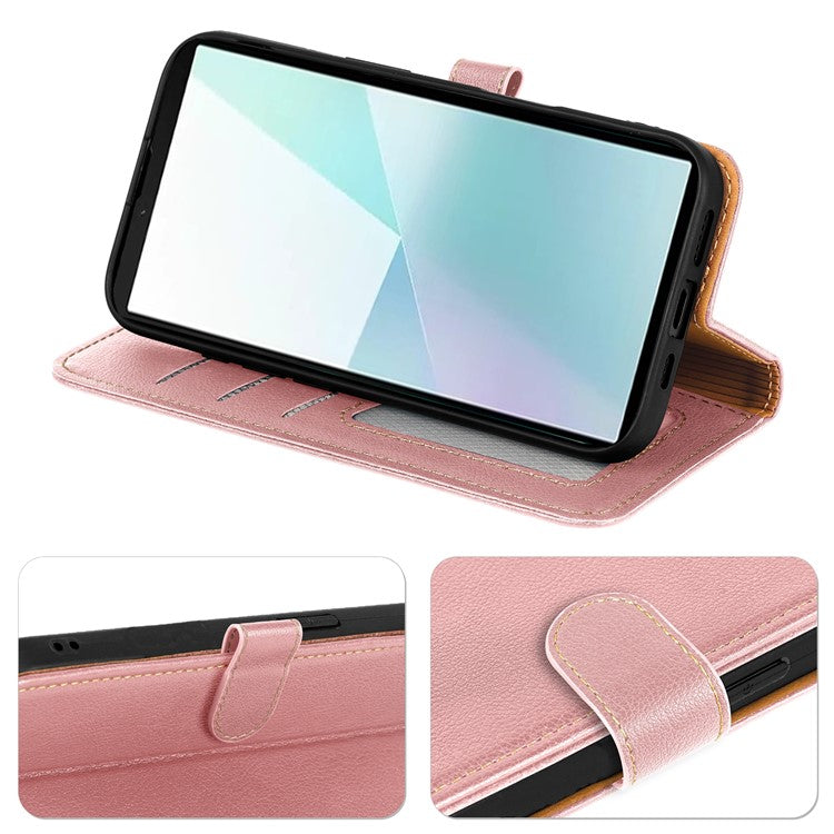 For Google Pixel 9 Pro  /  Pixel 9 Leather Case Litchi Texture Wallet RFID Blocking Phone Cover - Rose Gold