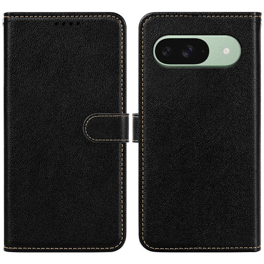For Google Pixel 9 Pro  /  Pixel 9 Leather Case Litchi Texture Wallet RFID Blocking Phone Cover - Black