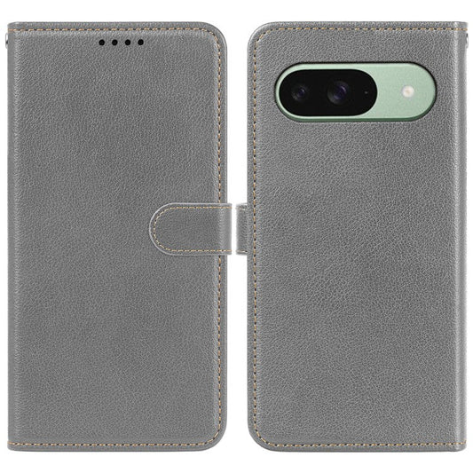 For Google Pixel 9 Pro  /  Pixel 9 Leather Case Litchi Texture Wallet RFID Blocking Phone Cover - Grey