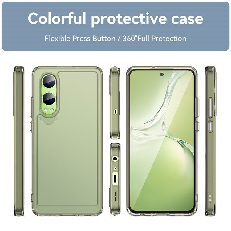 For OnePlus Nord CE4 Lite 5G / Oppo K12x 5G (China) Case TPU Shockproof Phone Back Cover - Transparent Grey