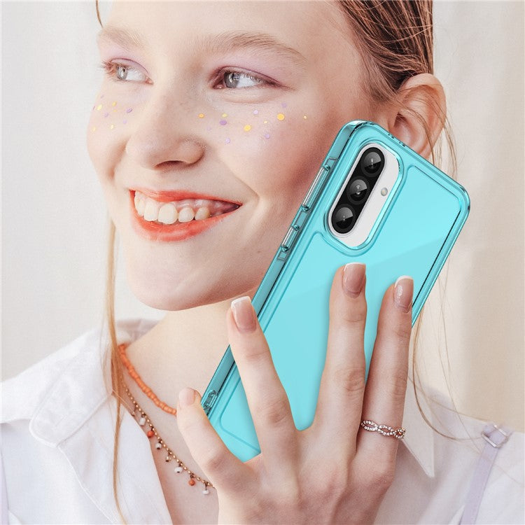 For Samsung Galaxy A56 5G Case TPU Shockproof Phone Back Cover - Transparent Blue
