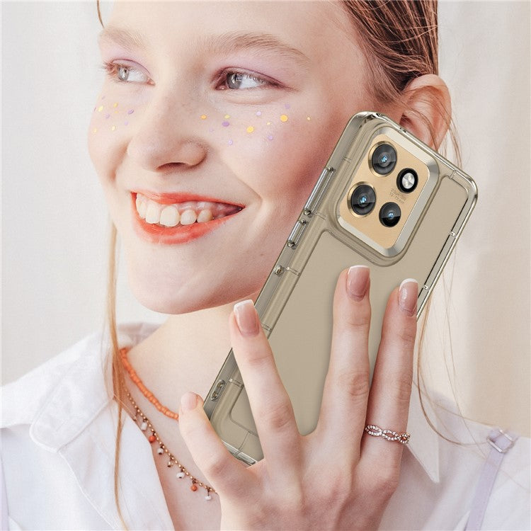 For Motorola Edge 50 Neo 5G / Moto S50 5G Case TPU Shockproof Phone Back Cover - Transparent Grey