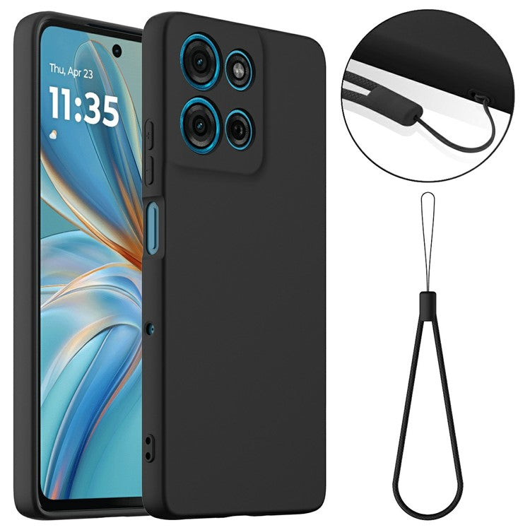 For Motorola Moto G75 5G Case Compatible with MagSafe Liquid Silicone Phone Cover with Lanyard - Black