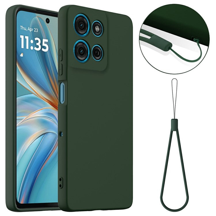 For Motorola Moto G75 5G Case Compatible with MagSafe Liquid Silicone Phone Cover with Lanyard - Dark Green