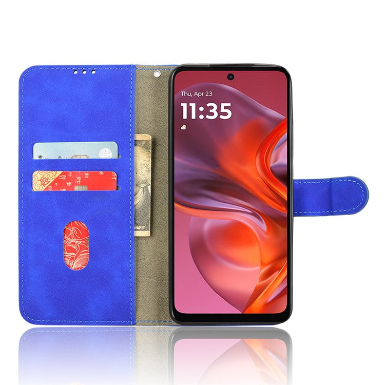 For Motorola Moto G05 4G Leather Case Skin Feel Anti Drop Wallet Flip Phone Cover - Blue