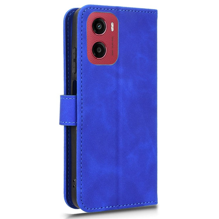For Motorola Moto G05 4G Leather Case Skin Feel Anti Drop Wallet Flip Phone Cover - Blue