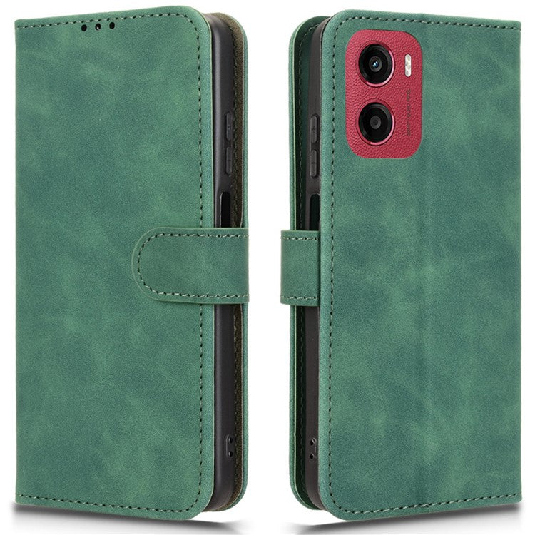 For Motorola Moto G05 4G Leather Case Skin Feel Anti Drop Wallet Flip Phone Cover - Green