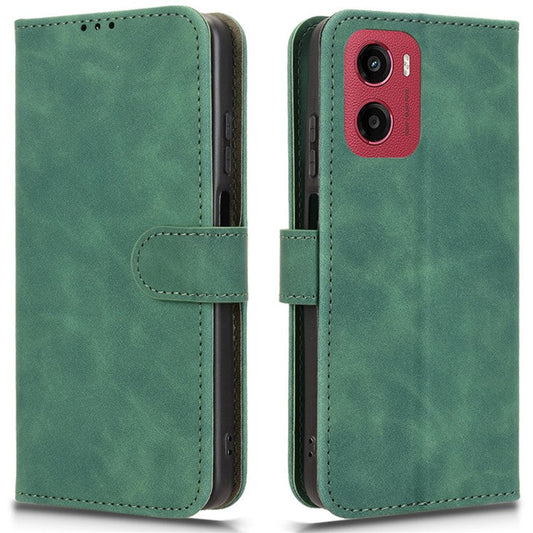 For Motorola Moto G05 4G Leather Case Skin Feel Anti Drop Wallet Flip Phone Cover - Green