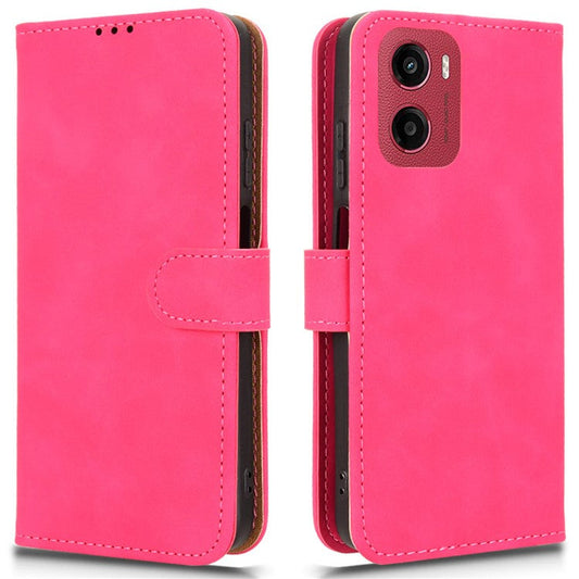 For Motorola Moto G05 4G Leather Case Skin Feel Anti Drop Wallet Flip Phone Cover - Rose