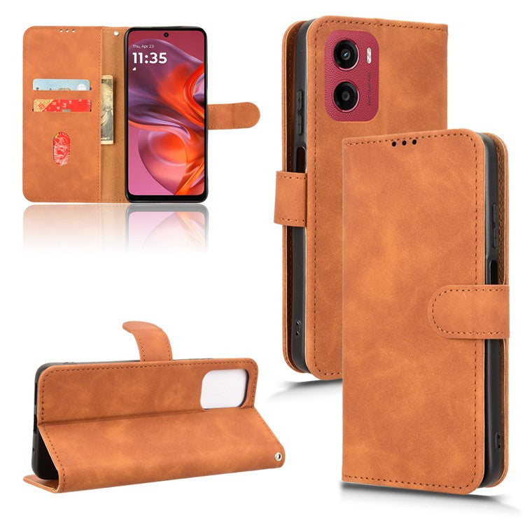 For Motorola Moto G05 4G Leather Case Skin Feel Anti Drop Wallet Flip Phone Cover - Brown