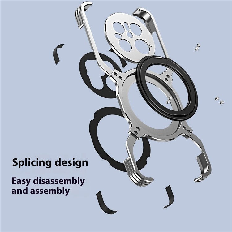 For Huawei Mate 70 Kickstand Case Metal Bumper Magnetic Phone Cover - Silver / Silver