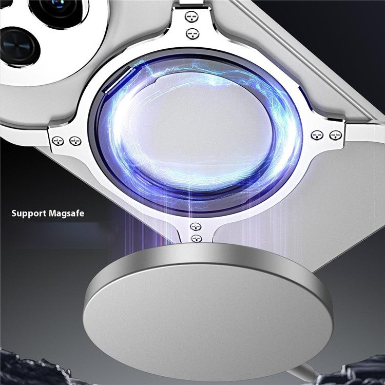 For Huawei Mate 70 Kickstand Case Metal Bumper Magnetic Phone Cover - Black / Silver