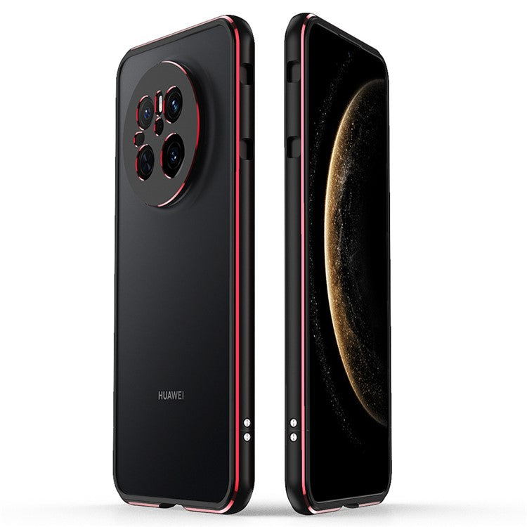For Huawei Mate 70 Bumper Case Metal Frame Phone Cover with Camera Lens Guard - Black / Red