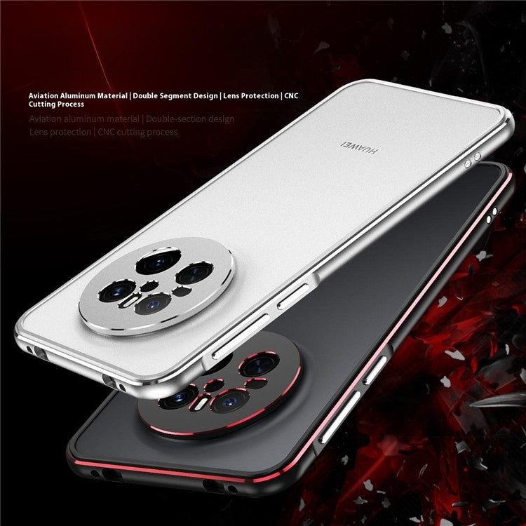 For Huawei Mate 70 Bumper Case Metal Frame Phone Cover with Camera Lens Guard - Black / Red