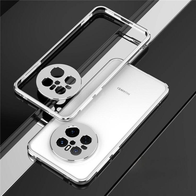 For Huawei Mate 70 Bumper Case Metal Frame Phone Cover with Camera Lens Guard - Silver / Silver