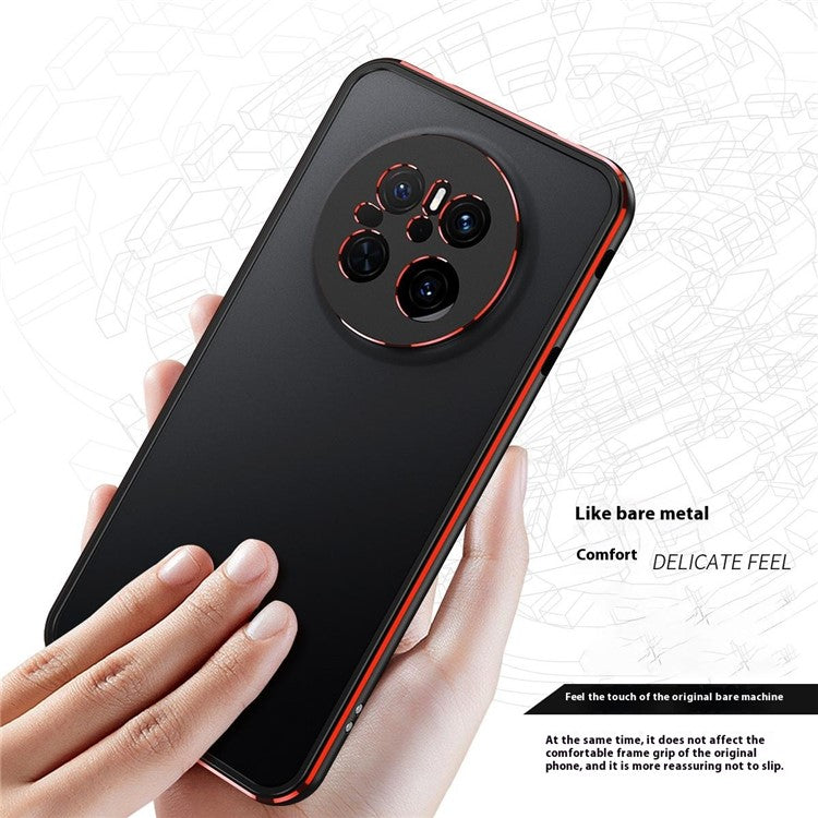 For Huawei Mate 70 Bumper Case Metal Frame Phone Cover with Camera Lens Guard - Silver / Silver