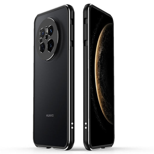 For Huawei Mate 70 Bumper Case Metal Frame Phone Cover with Camera Lens Guard - Black / Silver