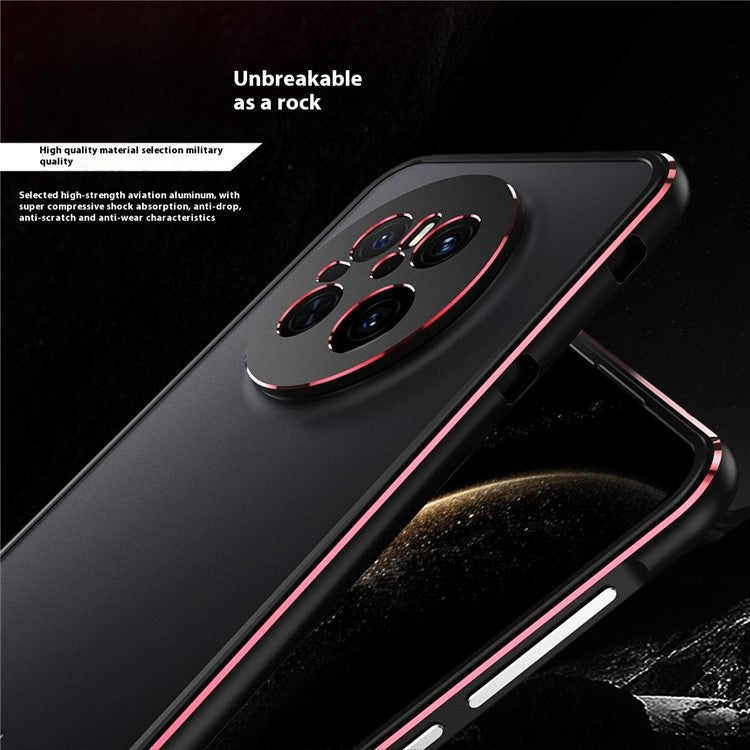 For Huawei Mate 70 Bumper Case Metal Frame Phone Cover with Camera Lens Guard - Black / Silver