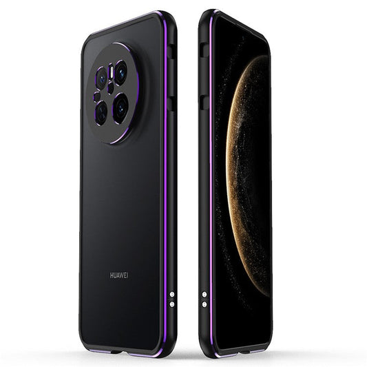 For Huawei Mate 70 Bumper Case Metal Frame Phone Cover with Camera Lens Guard - Black / Purple