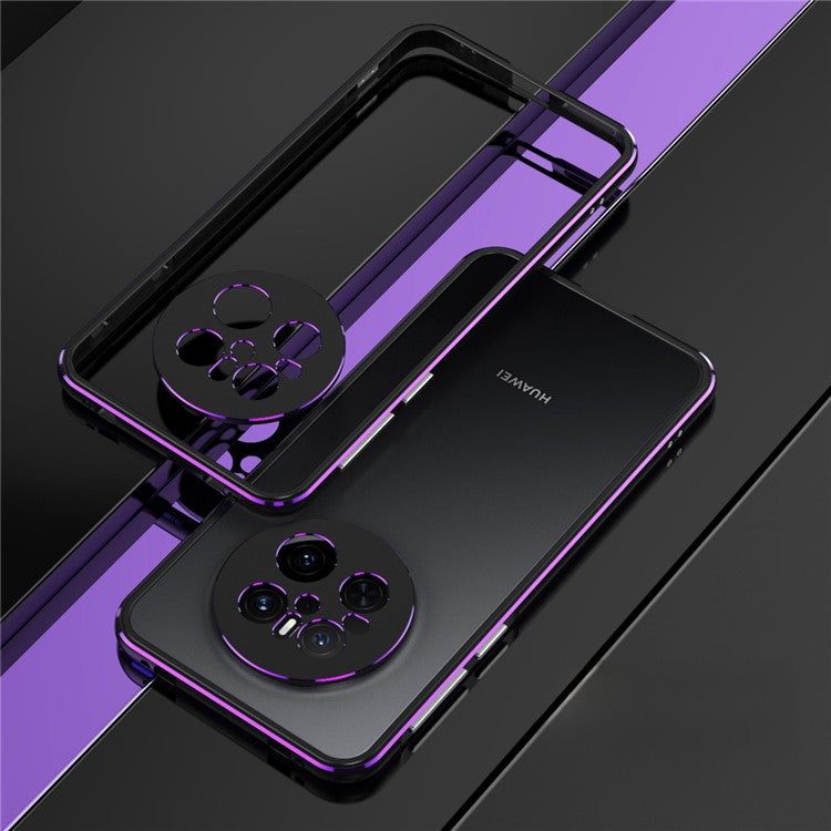 For Huawei Mate 70 Bumper Case Metal Frame Phone Cover with Camera Lens Guard - Black / Purple