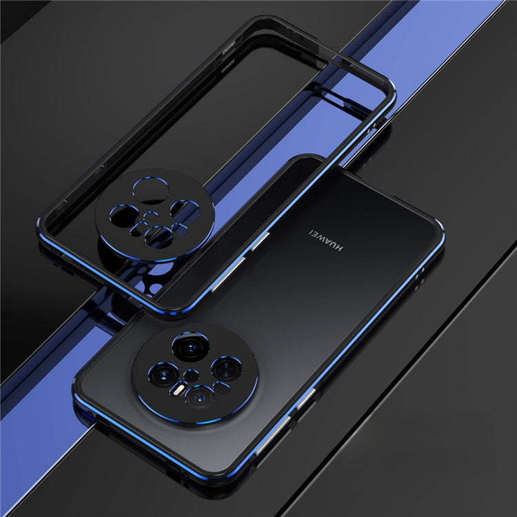For Huawei Mate 70 Bumper Case Metal Frame Phone Cover with Camera Lens Guard - Black / Blue