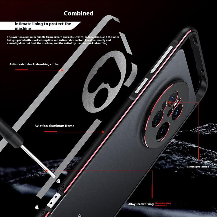 For Huawei Mate 70 Bumper Case Metal Frame Phone Cover with Camera Lens Guard - Black / Blue