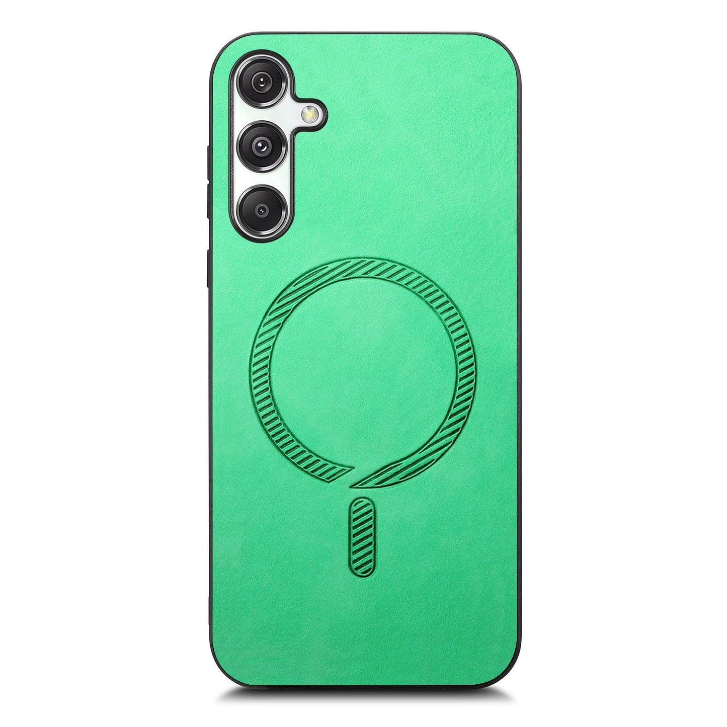For Samsung Galaxy M34 5G Leather Back Case Compatible with MagSafe Skin-touch Phone Cover - Green
