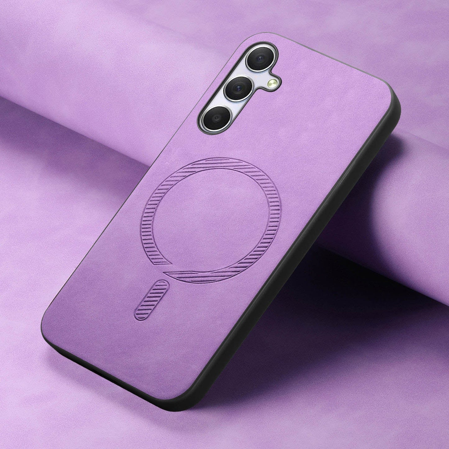For Samsung Galaxy M54 5G Leather Back Case Compatible with MagSafe Skin-touch Phone Cover - Purple