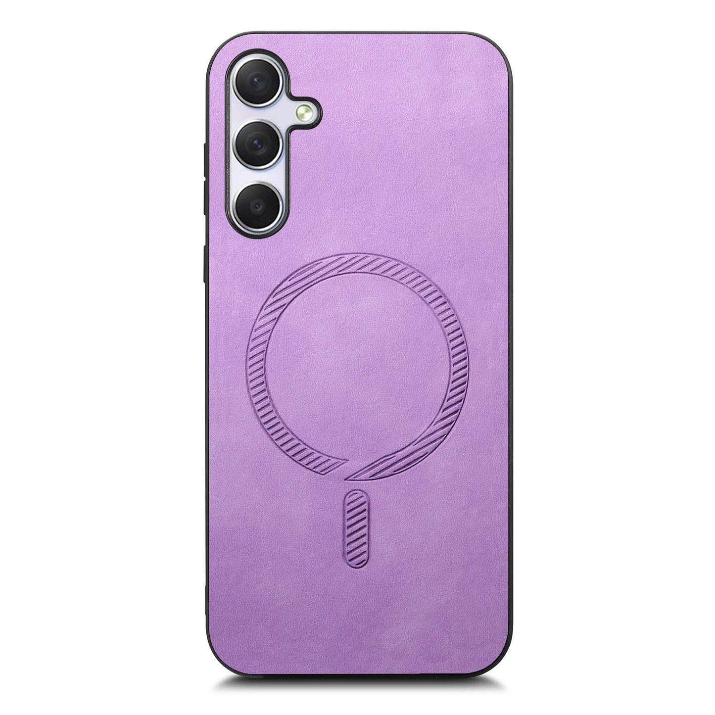 For Samsung Galaxy M54 5G Leather Back Case Compatible with MagSafe Skin-touch Phone Cover - Purple