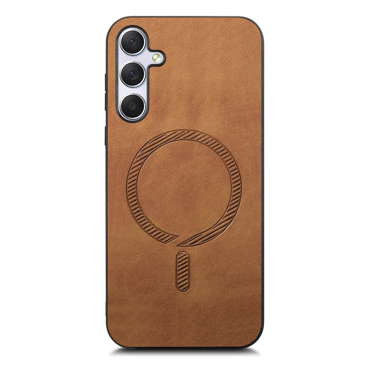 For Samsung Galaxy M54 5G Leather Back Case Compatible with MagSafe Skin-touch Phone Cover - Brown