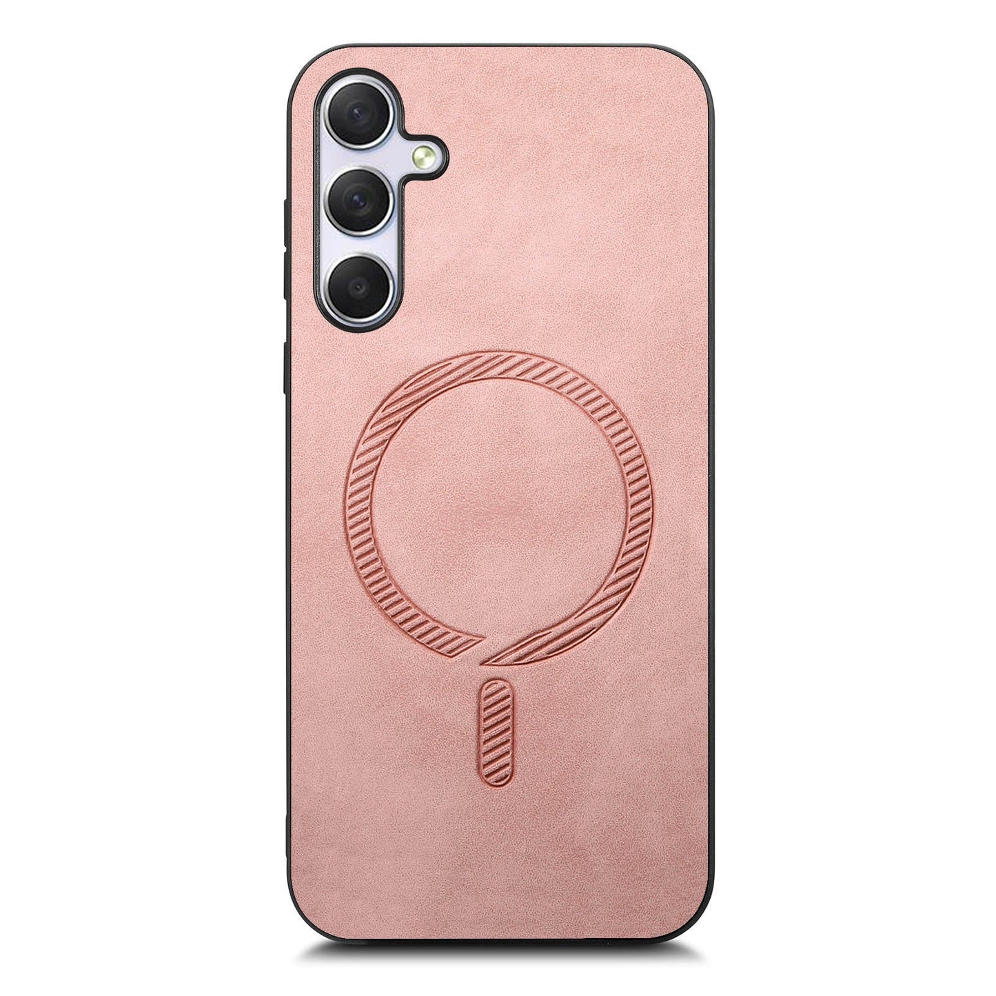For Samsung Galaxy M54 5G Leather Back Case Compatible with MagSafe Skin-touch Phone Cover - Pink